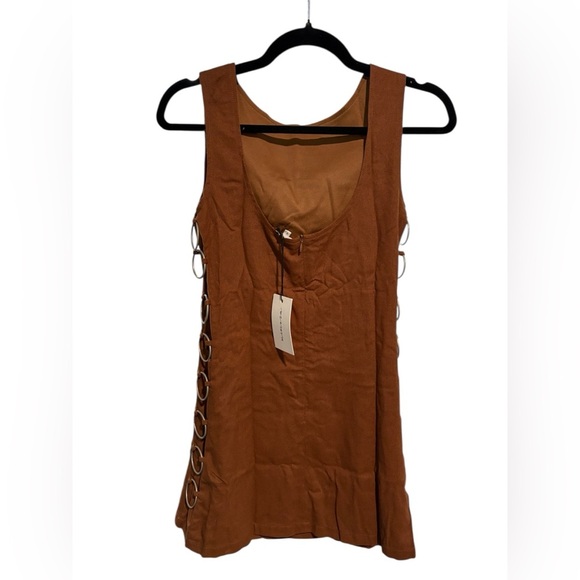 Brown Sleeveless‎ Scoop Neck Mini Dress - Picture 3 of 4